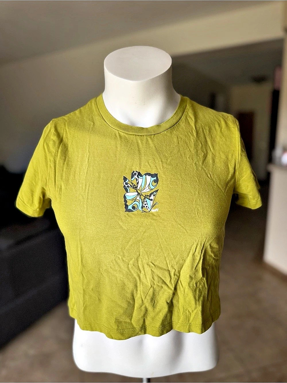 Levi's Jordie Cropped Butterfly Graphic Tee Green Small